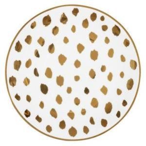Ballard Designs Cheetah Dot Accent Plates Gold - Set of 6 Each- RARE